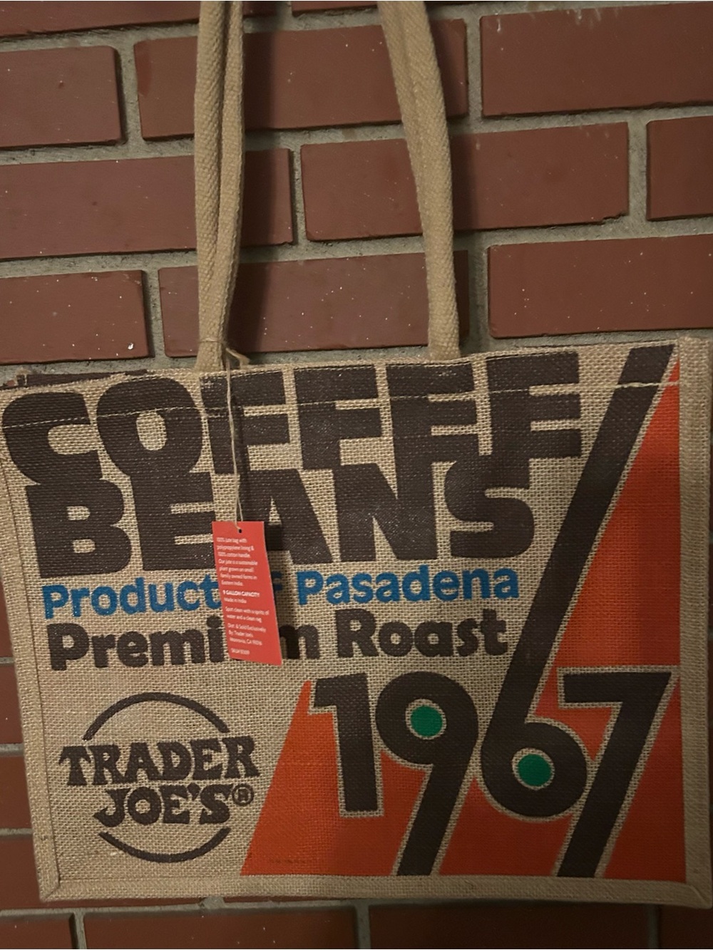 3 Trader Joe’s Jute Burlap Reusable Shopping Tote Bags - Matching Set of 3 NWT